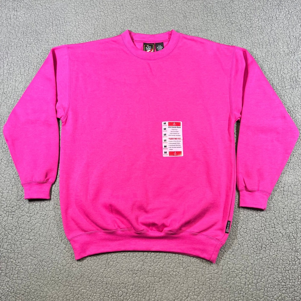 VINTAGE USA Olympic‎ Brand Sweatshirt Womens Pink Fleece Crewneck Medium